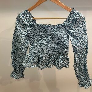 Leopard Print Smocked Top